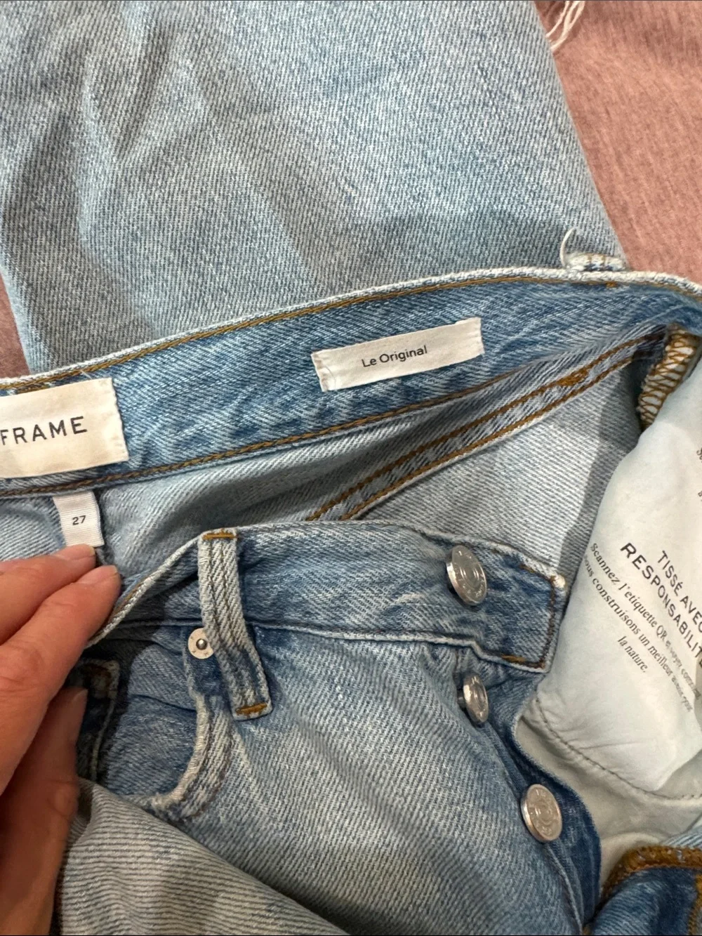 Frame Denim Light Blue Distressed Ankle Crop Jeans - Picture 5 of 5